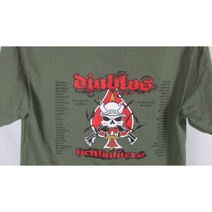 Men's t shirt Small army olive green Diablo 1 50 fighting guns skull on back